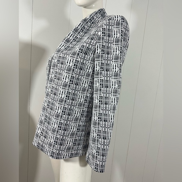 Calvin Klein Sz 2P Blazer Open Jacket Black White Jacquard Textured Stretch - Picture 3 of 11